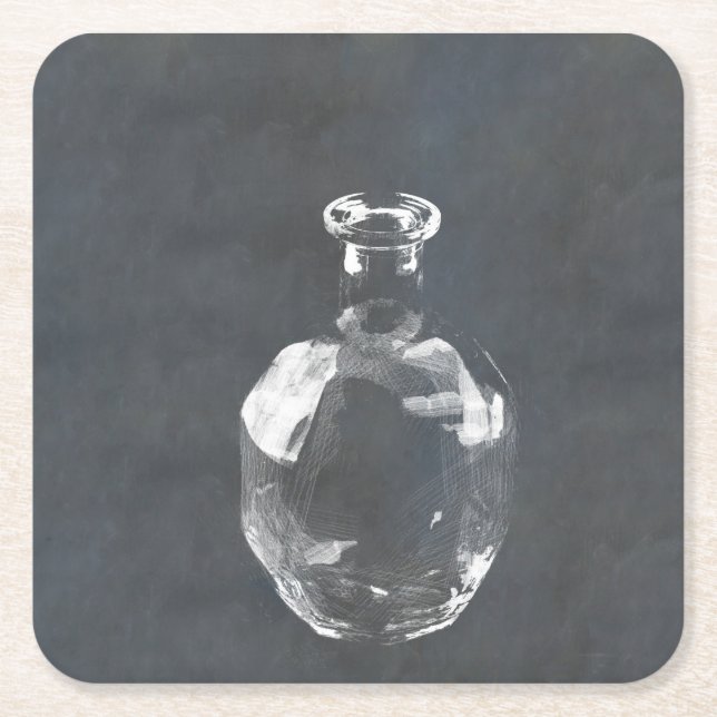 Posavasos Cuadrado De Papel Frasco de Whisky (Anverso)