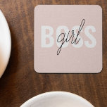 Posavasos Cuadrado De Papel Frase del jefe del Chica rosado Pastel moderno<br><div class="desc">Frase del jefe del Chica rosado Pastel moderno</div>