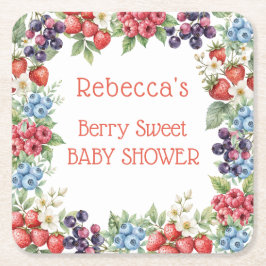 Posavasos Cuadrado De Papel Fraude de Berry Sweet Baby Shower