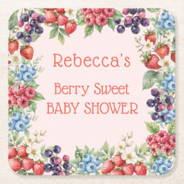 Posavasos Cuadrado De Papel Fraude de Berry Sweet Baby Shower
