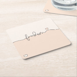 Posavasos Cuadrado De Papel Freedom Minimalist Typography Design