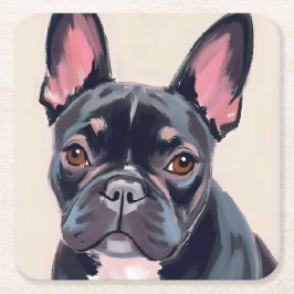 Posavasos Cuadrado De Papel French Bulldog Dog Watercolor Pet Painting