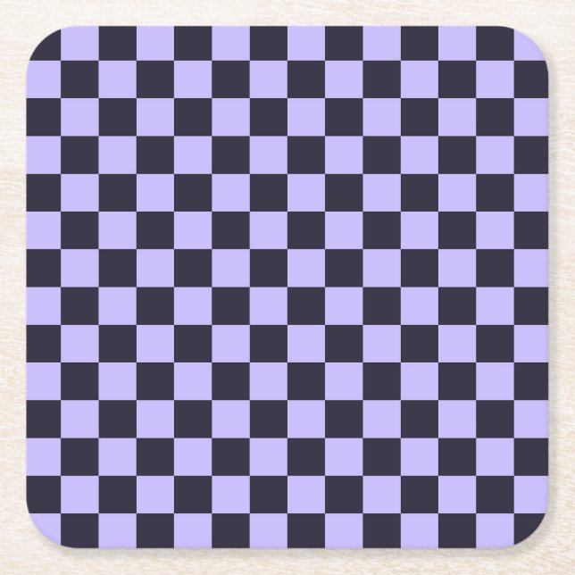 Posavasos Cuadrado De Papel French lilac checkerboard pattern (Anverso)