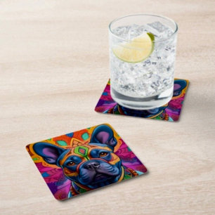 Posavasos Cuadrado De Papel Frenchie Diversión 