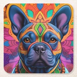 Posavasos Cuadrado De Papel Frenchie Fun