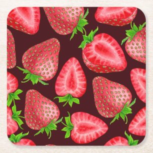 Posavasos Cuadrado De Papel Fresas