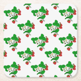 Posavasos Cuadrado De Papel Fresas para el desayuno