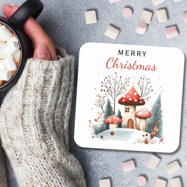 Posavasos Cuadrado De Papel Frescura tradicional Woodland Feliz Navidad (Subido por el creador)
