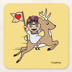 Posavasos Cuadrado De Papel Frida Kahlo  Frida Moji - Renos