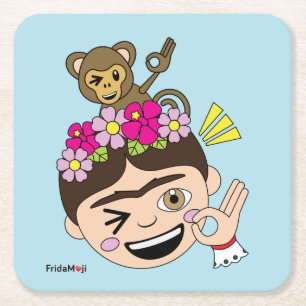 Posavasos Cuadrado De Papel Frida Kahlo  FridaMoji - Un OK