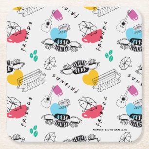 Posavasos Cuadrado De Papel FRIENDS™   Patrón de Iconos