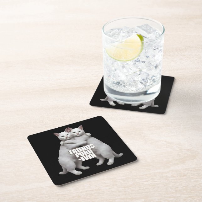 Posavasos Cuadrado De Papel Friends Purr-Ever (In situ)