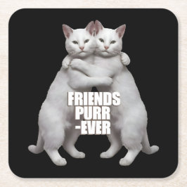 Posavasos Cuadrado De Papel Friends Purr-Ever