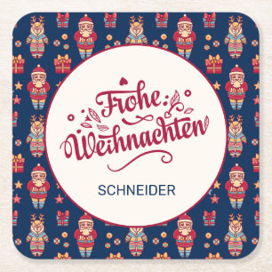 Posavasos Cuadrado De Papel Frohe Weihnachten Personalizados