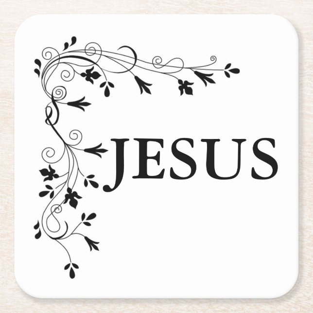 POSAVASOS CUADRADO DE PAPEL FRONTERA DE LA ESQUINA FLORAL DE JESUS (Anverso)
