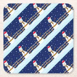 Posavasos Cuadrado De Papel Frosty el hombre de nieve