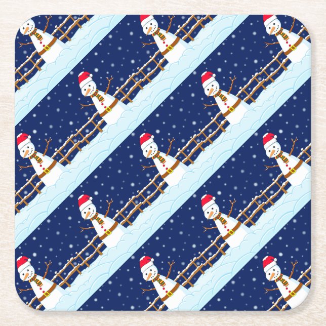 Posavasos Cuadrado De Papel Frosty el hombre de nieve (Anverso)