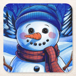 Posavasos Cuadrado De Papel Frosty el papel de Snowman