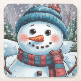 Posavasos Cuadrado De Papel Frosty el papel de Snowman