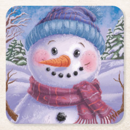Posavasos Cuadrado De Papel Frosty el papel de Snowman