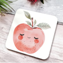 Posavasos Cuadrado De Papel Fruta Adorable de la cara de la manzana