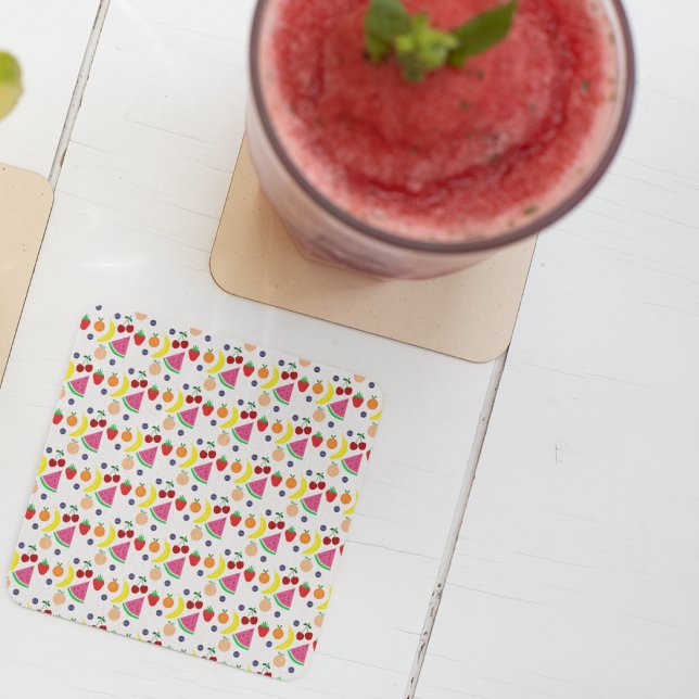 Posavasos Cuadrado De Papel Fruta Dos-tti Frutti 2do Cumpleaños (Subido por el creador)