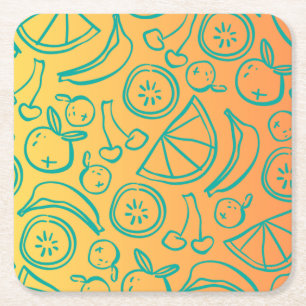Posavasos Cuadrado De Papel Frutas