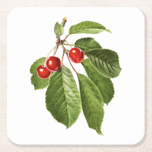 Posavasos Cuadrado De Papel Frutas: A015 Cherry -