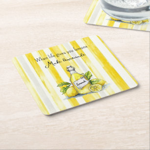 Posavasos Cuadrado De Papel Frutas Amarillas Limones Hacen Limonada