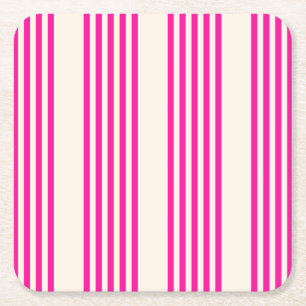 Posavasos Cuadrado De Papel Fuchsia y beige cinco rayas