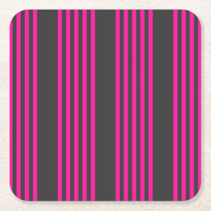 Posavasos Cuadrado De Papel Fuchsia y carbón vegetal de cinco rayas