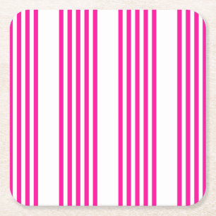 Posavasos Cuadrado De Papel Fuchsia y cinco rayas blancas