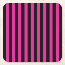 Posavasos Cuadrado De Papel Fuchsia y rayas de caramelo negro