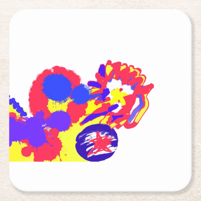 Posavasos Cuadrado De Papel Fuego 4 de julio (Anverso)