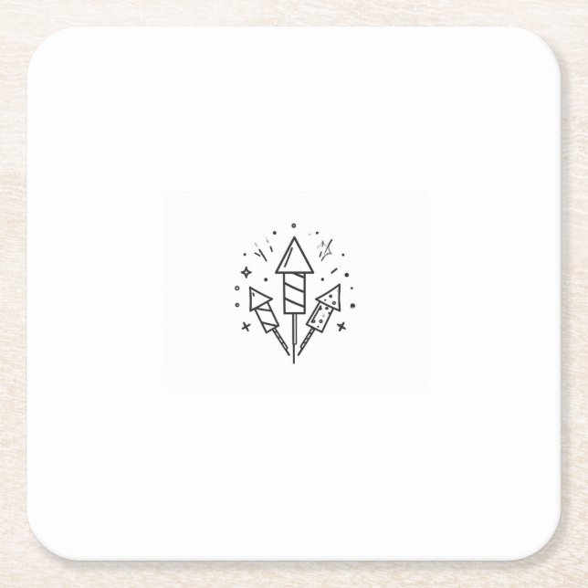 Posavasos Cuadrado De Papel fuegos artificiales (Anverso)