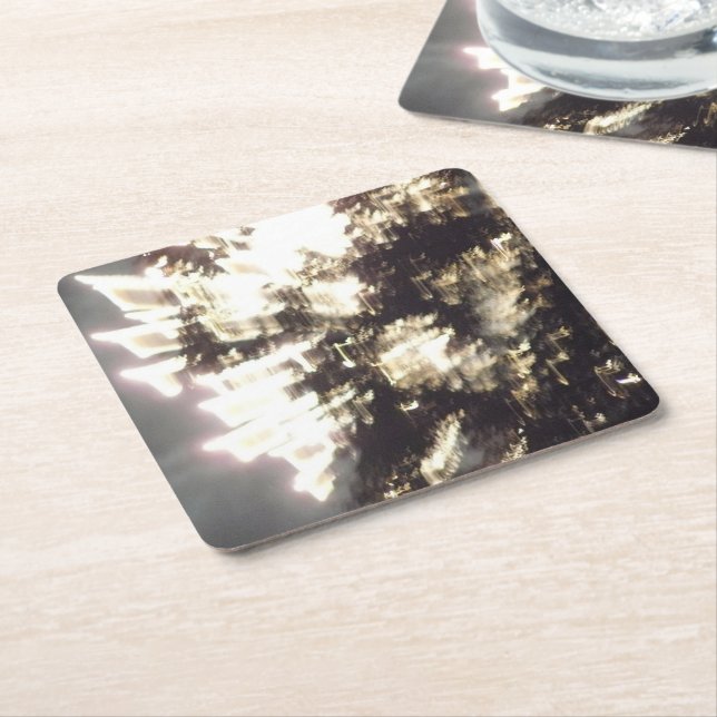 Posavasos Cuadrado De Papel Fuegos artificiales 2 ruedas de papel (En perspectiva)