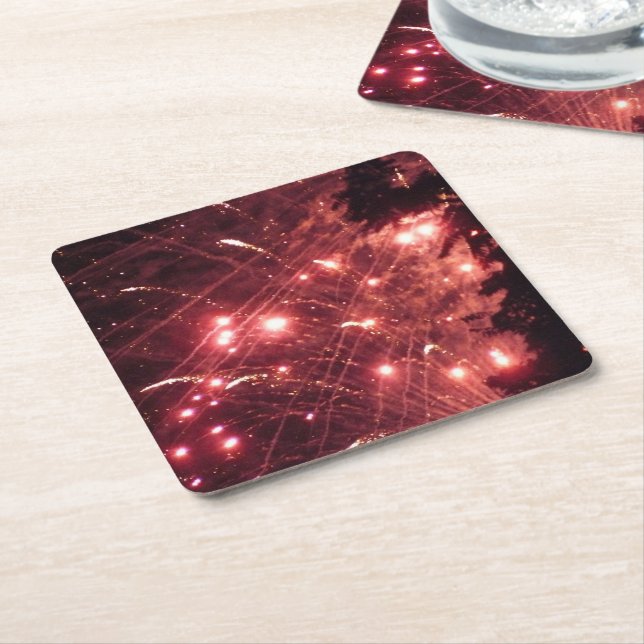 Posavasos Cuadrado De Papel Fuegos artificiales 3 ruedas de papel (En perspectiva)