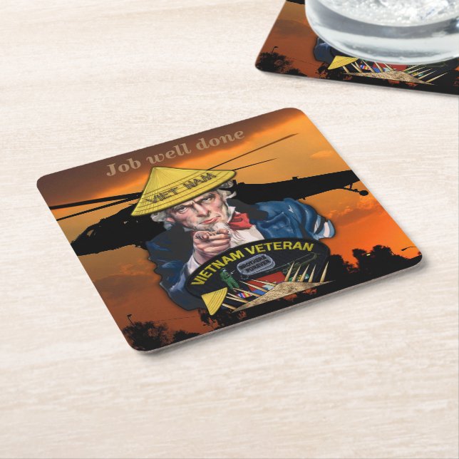 Posavasos Cuadrado De Papel Fuerzas Aéreas de la Armada del Ejército Marines V (En perspectiva)