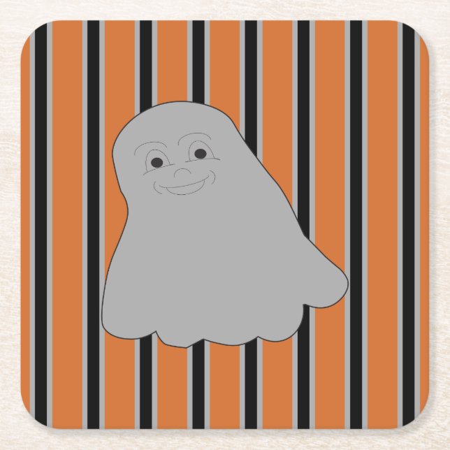 Posavasos Cuadrado De Papel Fun and Fancy Halloween Ghosts (Anverso)