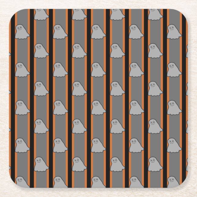 Posavasos Cuadrado De Papel Fun and Fancy Halloween Ghosts (Anverso)
