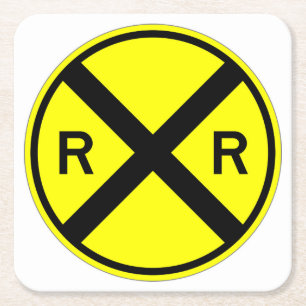 Posavasos Cuadrado De Papel Fun Classic Rail Road Crossing Rótulo Coaster Set