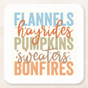 Posavasos Cuadrado De Papel Fun Fall Vibes