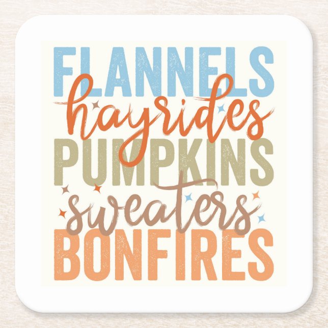 Posavasos Cuadrado De Papel Fun Fall Vibes (Anverso)