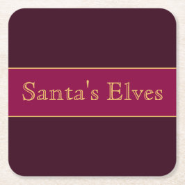 Posavasos Cuadrado De Papel Fun festivo estribos rojos borgoñosos de los ELVES