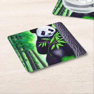 Posavasos Cuadrado De Papel Fun Little Panda Bear