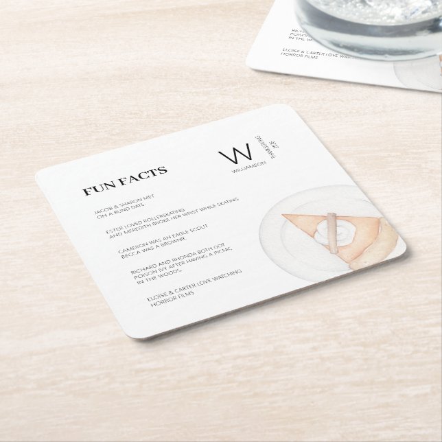 Posavasos Cuadrado De Papel Fun moderno Hechos Hechos Calabaza Inicial Pie Acc (En perspectiva)