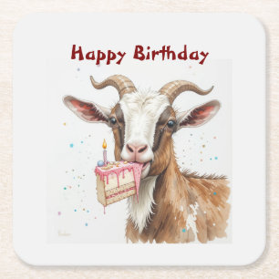 Posavasos Cuadrado De Papel Fun Old Goat Over the Hill Birthday