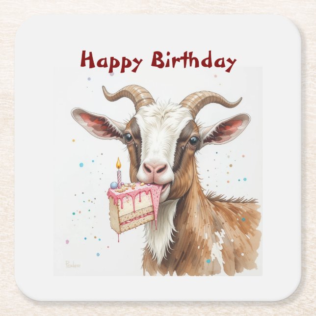 Posavasos Cuadrado De Papel Fun Old Goat Over the Hill Birthday (Anverso)