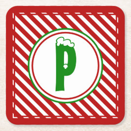 Posavasos Cuadrado De Papel Fundamentos de caña de caña de caña rojo/blanco Mo