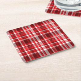 Posavasos Cuadrado De Papel Fundido rojo y blanco